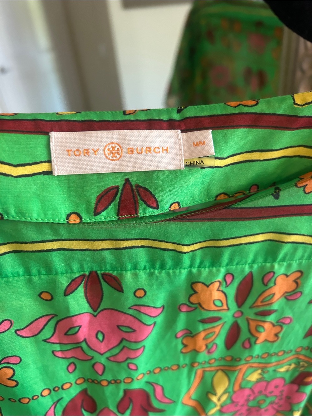 Tory Burch Green Floral-Paisley dress with Pink and Yellow Accents - Picture 6 of 7